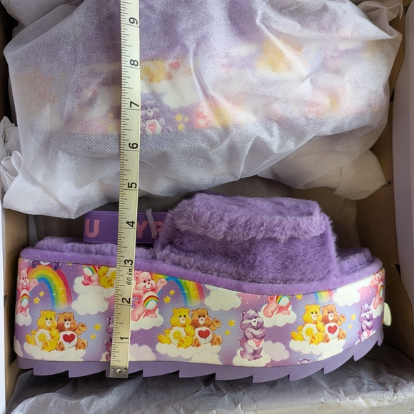 YRU Purple Fuzzy Sandals Qozii Slide Care Bears, Size 10, NWT - Picture 7 of 9